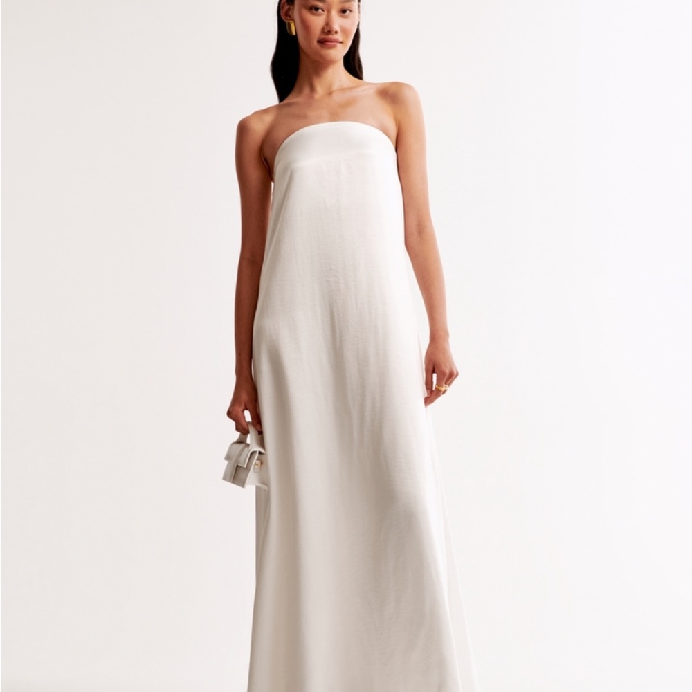 Abercrombie & Fitch Strapless White Maxi Dress
